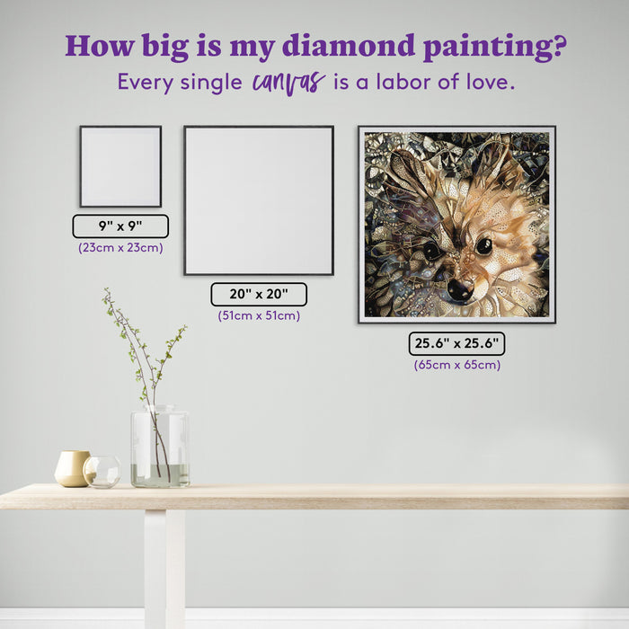 Diamond Painting Paris the Pomeranian 25.6" x 25.6" (65cm x 65cm) / Square with 74 Colors including 2 ABs and 3 Fairy Dust Diamonds / 68,121