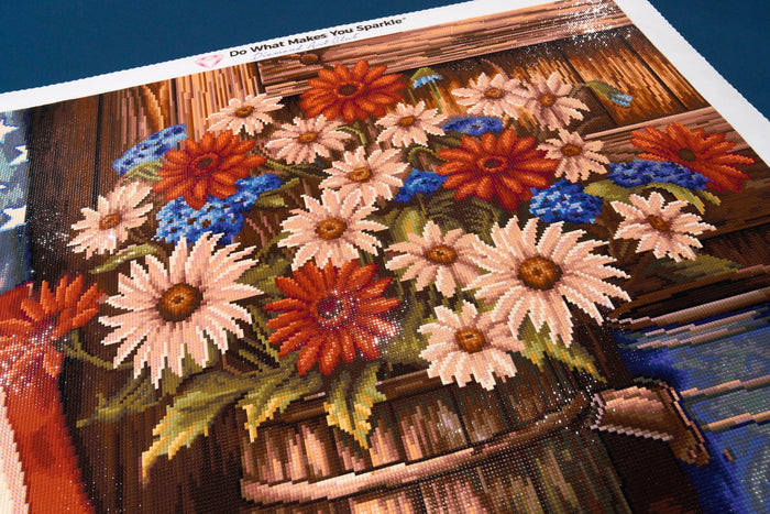 Diamond Painting Patriotic Arrangement 28" x 25.6" (70.9cm x 65cm) / Square with 51 Colors including 3 ABs and 2 Fairy Dust Diamonds / 74,385