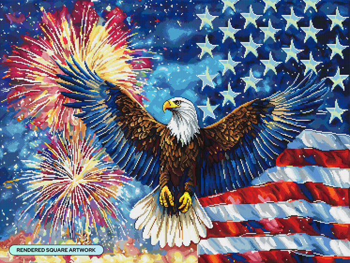 Diamond Painting Patriotic Eagle 36.6" x 27.6" (92.8cm x 69.9cm) / Square with 54 Colors including 2 ABs and 5 Fairy Dust Diamonds / 104,813