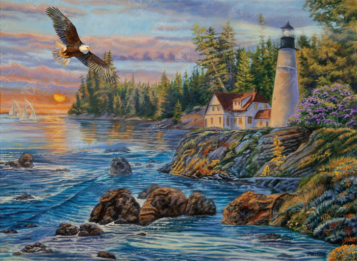 Diamond Painting Peaceful Waters 37.8" x 27.6" (95.8cm x 69.9cm) / Square with 65 Colors including 2 ABs and 5 Fairy Dust Diamonds / 108,185