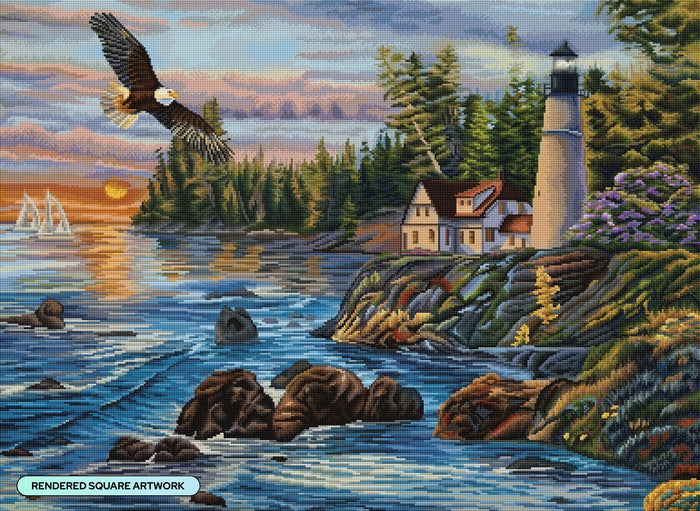 Diamond Painting Peaceful Waters 37.8" x 27.6" (95.8cm x 69.9cm) / Square with 65 Colors including 2 ABs and 5 Fairy Dust Diamonds / 108,185