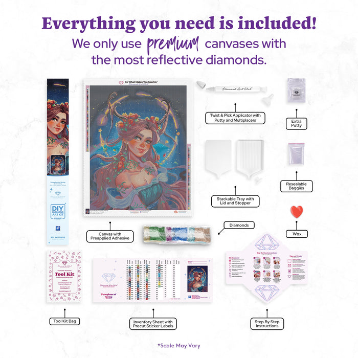 Diamond Painting Persephone of Spring 23.6" x 30.3" (60cm x 76.9cm) / Square with 62 Colors including 2 ABs and 2 Iridescent Diamonds and 1 Fairy Dust Diamond / 74,469