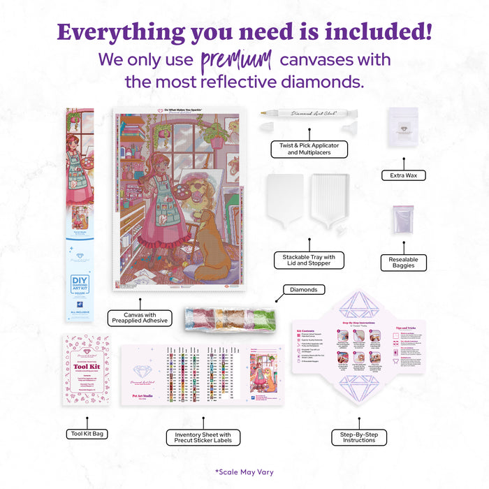 Diamond Painting Pet Art Studio 25.6" x 36.6" (65cm x 92.8cm) / Square with 82 Colors including 4 ABs and 6 Fairy Dust Diamonds / 97,353