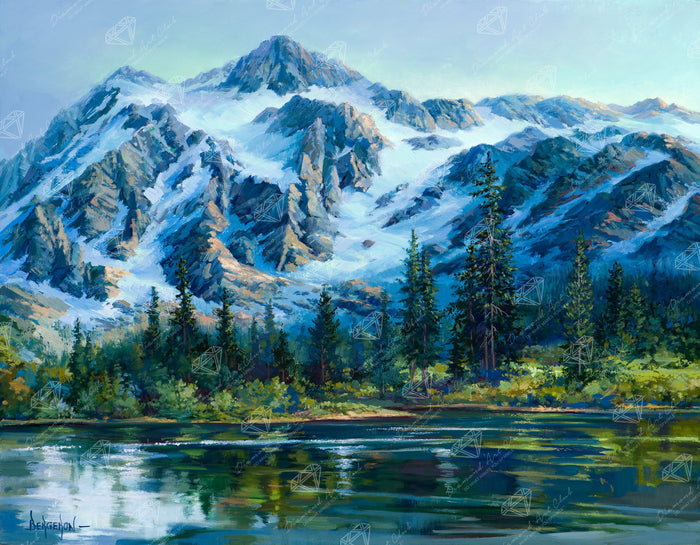 Diamond Painting Picture Lake 35.4" x 27.6" (89.9cm x 69.9cm) / Square With 76 Colors Including 1 AB and 5 Fairy Dust Diamonds / 101,441
