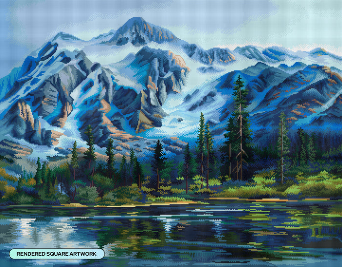 Diamond Painting Picture Lake 35.4" x 27.6" (89.9cm x 69.9cm) / Square With 76 Colors Including 1 AB and 5 Fairy Dust Diamonds / 101,441