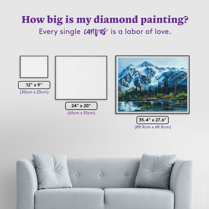 Diamond Painting Picture Lake 35.4" x 27.6" (89.9cm x 69.9cm) / Square With 76 Colors Including 1 AB and 5 Fairy Dust Diamonds / 101,441