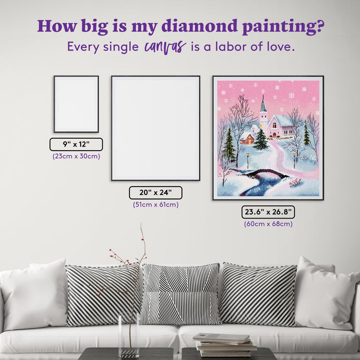 Diamond Painting Pink Christmas 23.6" x 26.8" (60cm x 68cm) / Square with 52 Colors including 2 ABs and 4 Fairy Dust Diamonds / 65,793