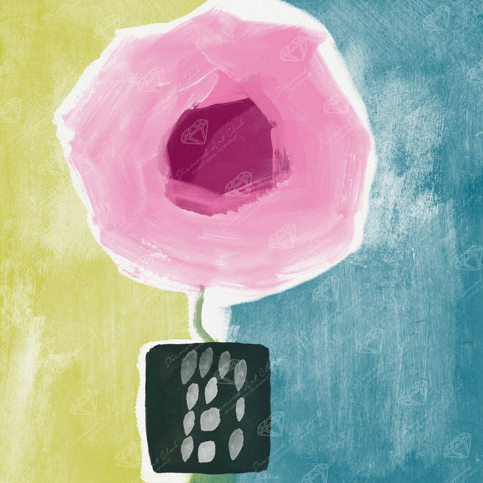Diamond Painting Pink Rose 9" x 9" (22.7cm x 22.7cm) / Round with 23 Colors including 3 ABs and 2 Fairy Dust Diamonds / 6,561