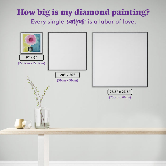 Diamond Painting Pink Rose 9" x 9" (22.7cm x 22.7cm) / Round with 23 Colors including 3 ABs and 2 Fairy Dust Diamonds / 6,561
