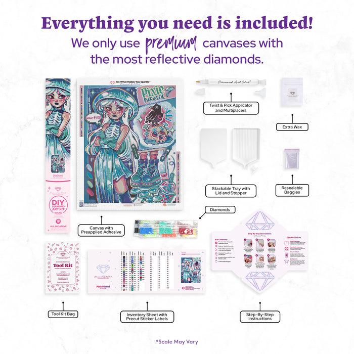 Diamond Painting Pixie Parasol 22" x 28" (55.6cm x 70.7cm) / Round With 46 Colors Including 3 ABs and 3 Fairy Dust Diamonds / 51,914