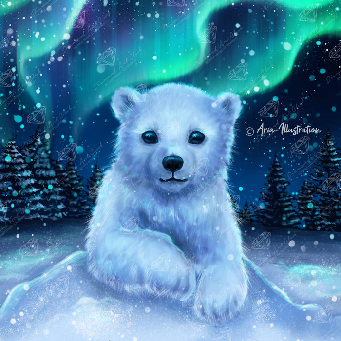 Diamond Painting Polar Bear 22" x 22" (55.6cm x 55.6cm) / Round with 50 Colors including 1 AB and 3 Fairy Dust Diamonds / 40,804