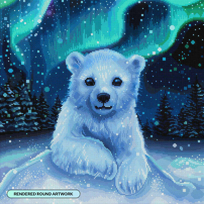 Diamond Painting Polar Bear 22" x 22" (55.6cm x 55.6cm) / Round with 50 Colors including 1 AB and 3 Fairy Dust Diamonds / 40,804
