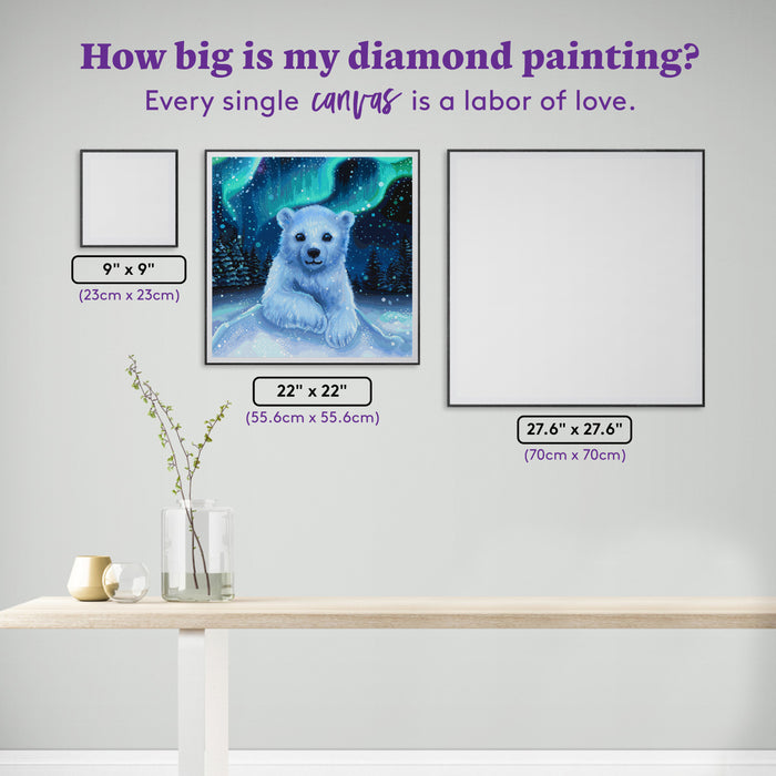 Diamond Painting Polar Bear 22" x 22" (55.6cm x 55.6cm) / Round with 50 Colors including 1 AB and 3 Fairy Dust Diamonds / 40,804