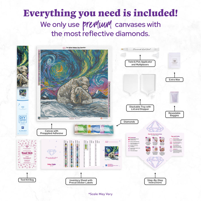 Diamond Painting Polar Night 27.6" x 27.6" (69.9cm x 69.9cm) / Square with 56 Colors including 3 ABs and 1 Iridescent Diamond and 3 Fairy Dust Diamonds / 78,961