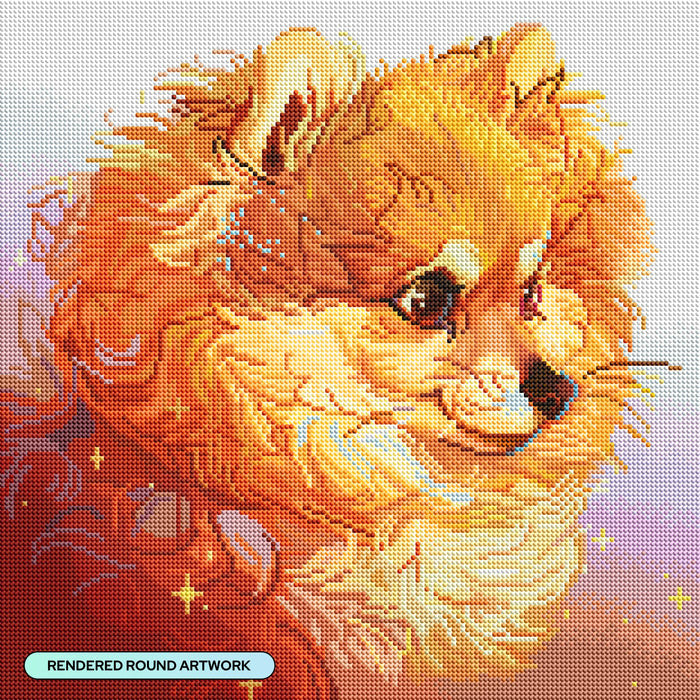 Diamond Painting Pompom 17" x 17" (42.7cm x 42.7cm) / Round With 47 Colors Including 2 ABs and 1 Iridescent Diamond and 4 Fairy Dust Diamonds / 24,025