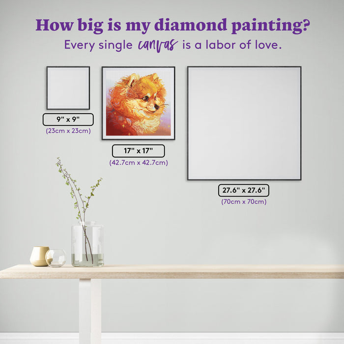 Diamond Painting Pompom 17" x 17" (42.7cm x 42.7cm) / Round With 47 Colors Including 2 ABs and 1 Iridescent Diamond and 4 Fairy Dust Diamonds / 24,025