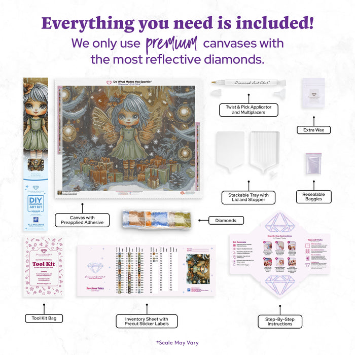 Diamond Painting Precious Fairy 28" x 22" (70.7cm x 55.8cm) / Square with 55 Colors including 2 ABs and 2 Fairy Dust Diamonds / 63,616