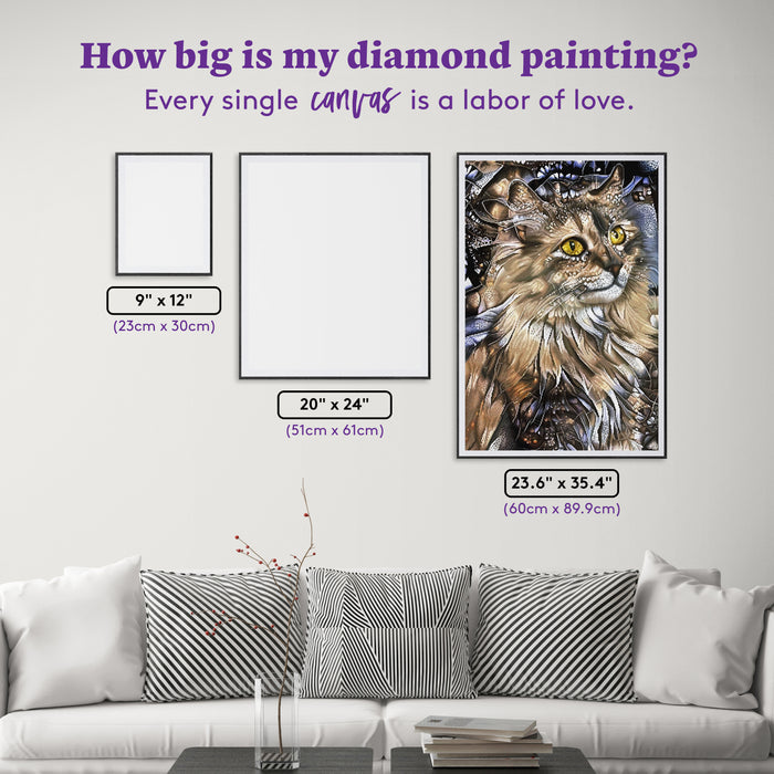 Diamond Painting Princess - The Queen of Cats 23.6" x 35.4" (60cm x 89.9cm) / Square with 45 Colors including 2 ABs and 1 Iridescent Diamond and 2 Fairy Dust Diamonds / 87,001