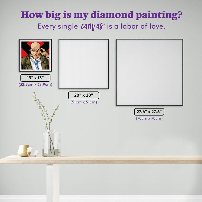 Diamond Painting Professor X 13" x 13" (32.9cm x 32.9cm) / Square with 16 Colors including 1 AB / 17,424