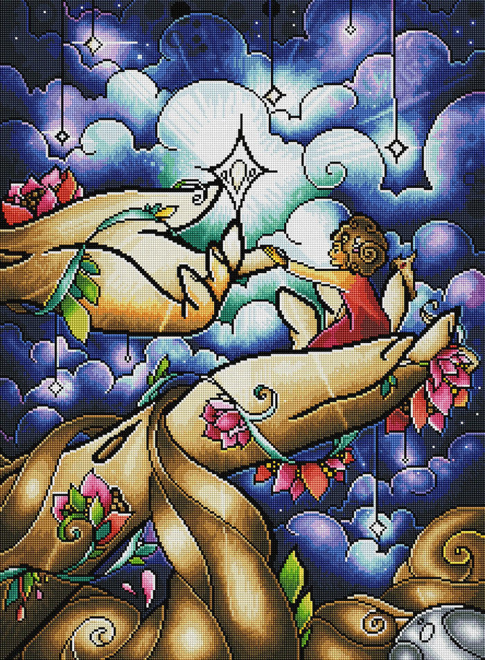 Diamond Painting Psalm 8 22" x 30″ (56cm x 76cm) / Square with 60 Colors including 2 ABs