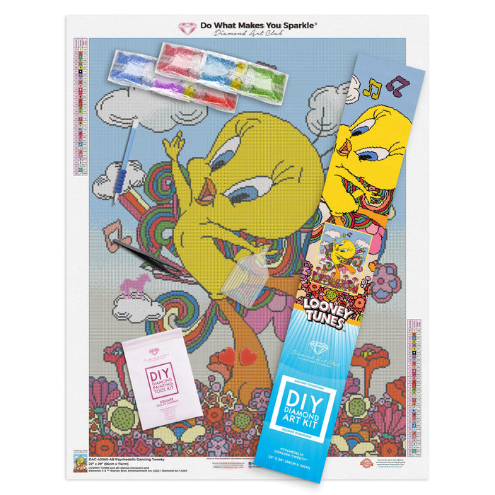 Diamond Painting Psychedelic Dancing Tweety™ 22" x 29" (56cm x 74cm) / Square With 35 Colors Including 3 ABs / 64,532