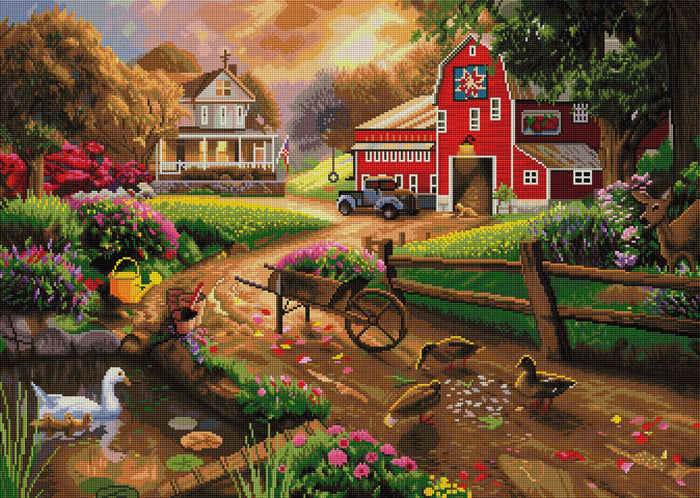 Diamond Painting Quaint Farm 33.1" x 23.6" (84cm x 60cm) / Square With 70 Colors Including 5 ABs / 80,880