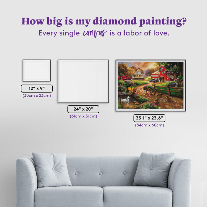 Diamond Painting Quaint Farm 33.1" x 23.6" (84cm x 60cm) / Square With 70 Colors Including 5 ABs / 80,880