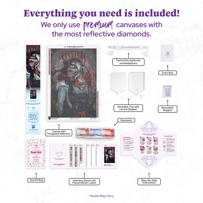 Diamond Painting Queen of Helheim 22" x 33" (55.8cm x 83.6cm) / Square with 48 Colors including 1 AB and 1 Iridescent Diamond and 4 Fairy Dust Diamonds / 75,264