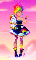 Diamond Painting Rainbow Punk 22" x 27" (55.8cm x 93.9cm) / Square with 60 Colors including 4 AB and 3 Fairy Dust Diamonds / 84,448