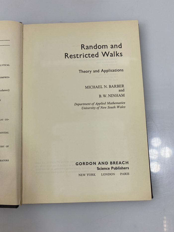 Random and Restricted Walks by Barber/Ninham Ex-library 1970 HC