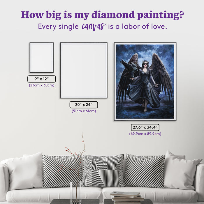 Diamond Painting Raven 27.6" x 35.4" (69.9cm x 89.9cm) / Square with 72 Colors including 1 AB and 2 Fairy Dust Diamonds / 101,441