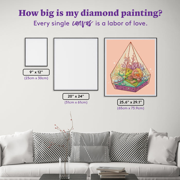 Diamond Painting Reading Terrarium 25.6" x 29.1" (65cm x 73.9cm) / Square With 53 Colors Including 1 AB and 1 Iridescent Diamond and 5 Fairy Dust Diamonds / 36,109