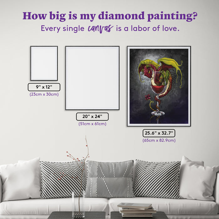 Diamond Painting Red Wine Dragon 25.6" x 32.7" (65cm x 82.9cm) / Square with 45 Colors including 2 ABs and 3 Fairy Dust Diamonds / 86,913