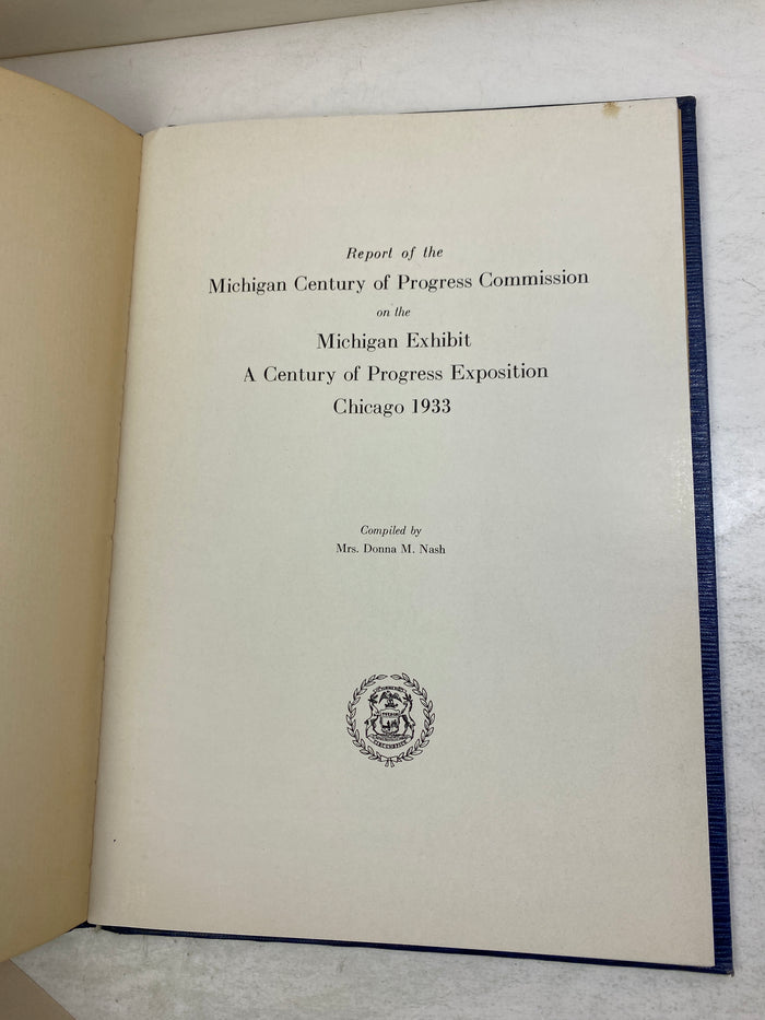 Report of the Michigan Progress Commission Chicago 1933 HC