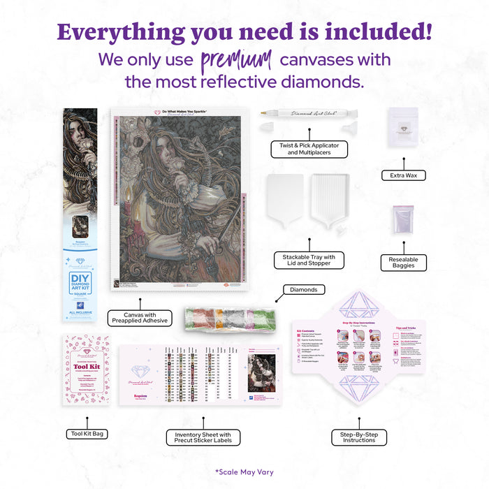 Diamond Painting Requiem 22" x 30" (55.8cm x 76.2cm) / Square with 62 Colors including 1 AB and 4 Fairy Dust Diamonds / 68,544