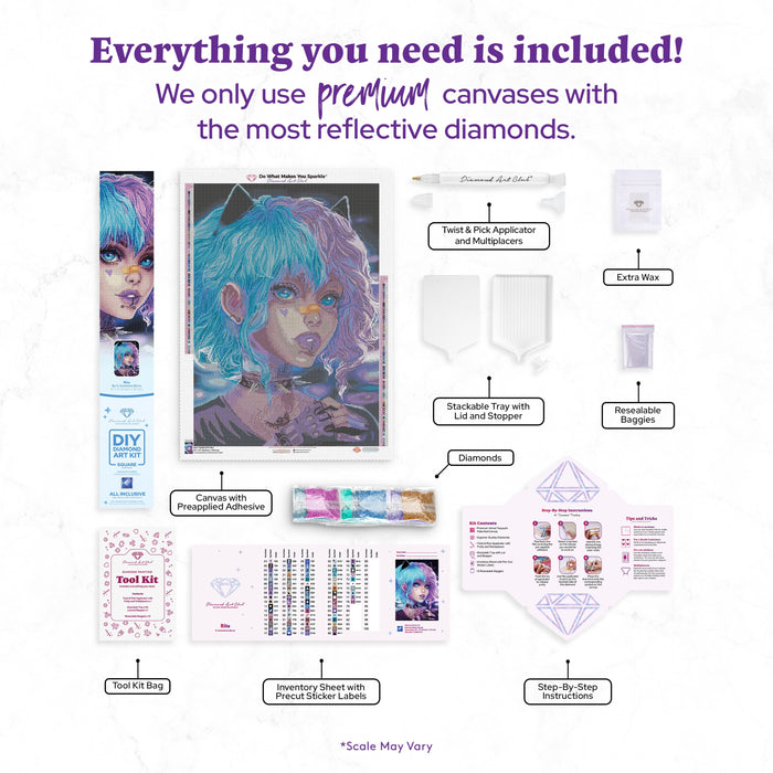 Diamond Painting Rita 22" x 31" (55.8cm x 78.7cm) / Square with 78 Colors including 4 ABs and 1 Electro Diamond and 3 Fairy Dust Diamonds / 70,784
