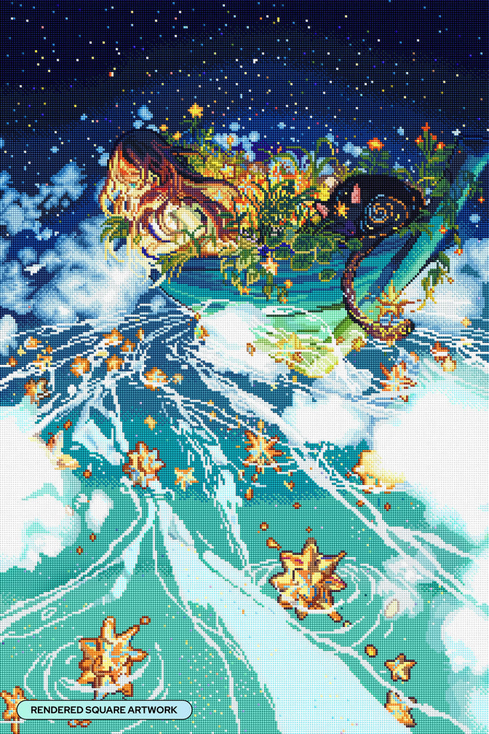 Diamond Painting River of Dreams 22" x 33" (55.8cm x 83.6cm) / Square with 72 Colors including 1 Iridescent Diamond and 5 Fairy Dust Diamonds / 75,264