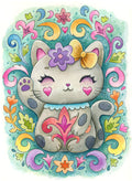 Diamond Painting Rococo Cat 22" x 30" (55.6cm x 75.9cm) / Round with 81 Colors including 3 ABs and 4 Fairy Dust Diamonds / 55,752
