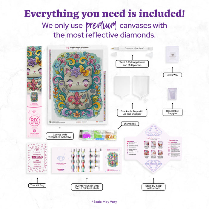 Diamond Painting Rococo Cat 22" x 30" (55.6cm x 75.9cm) / Round with 81 Colors including 3 ABs and 4 Fairy Dust Diamonds / 55,752