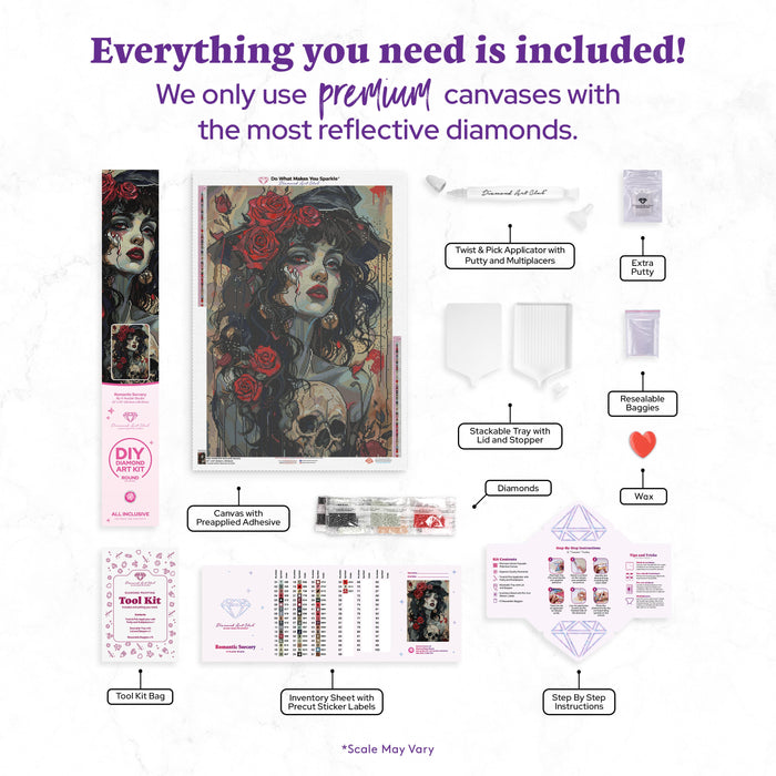 Diamond Painting Romantic Sorcery 22" x 32" (55.6cm x 80.9cm) / Round with 54 Colors including 2 ABs and 1 Fairy Dust Diamond / 59,388