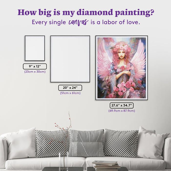 Diamond Painting Rose Angel 27.6" x 34.6" (69.9cm x 87.9cm) / Square with 93 Colors including 1 AB and 3 Fairy Dust Diamonds / 99,193
