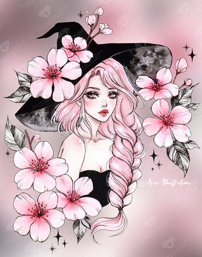 Diamond Painting Sakura Witch 22" x 28" (55.6cm x 70.7cm) / Round with 44 Colors including 2 Iridescent Diamonds and 2 Fairy Dust Diamonds / 51,914