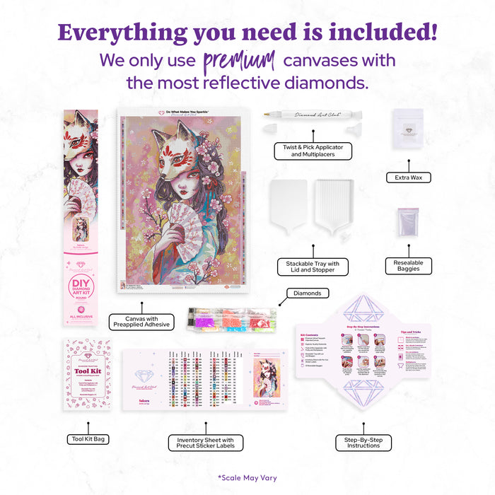 Diamond Painting Sakura 22" x 32" (55.6cm x 80.9cm) / Round with 83 Colors including 1 AB and 3 Fairy Dust Diamonds / 59,388