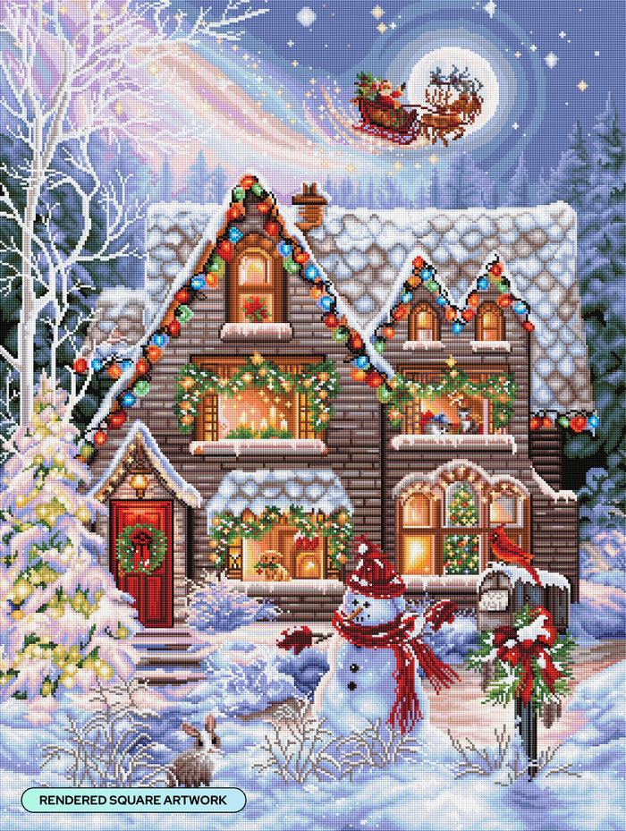 Diamond Painting Santa's Sleigh Ride 27.6" x 36.6" (69.9cm x 92.8cm) / Square with 64 Colors including 3 ABs and 3 Fairy Dust Diamonds / 104,813
