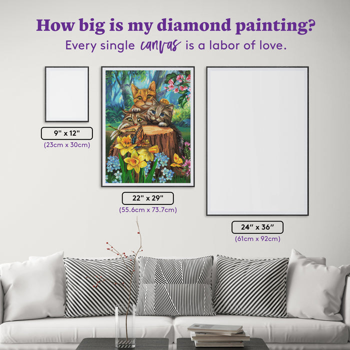 Diamond Painting Scaredy Cats 22" x 29" (55.6cm x 73.7cm) / Round With 95 Colors Including 2 ABs and 5 Fairy Dust Diamonds / 54,136
