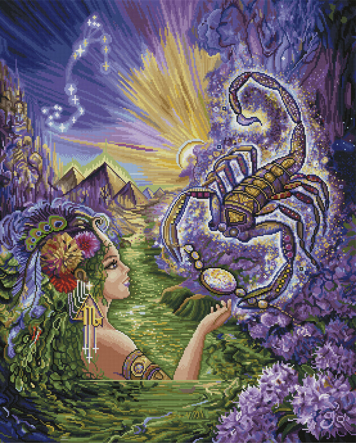 Diamond Painting Scorpio 27.6" x 34.3″ (70cm x 87cm) / Square with 56 Colors including 3 ABs / 95,562