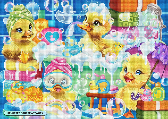Diamond Painting Scrub a Dub Ducklings 31" x 22" (78.7cm x 55.8cm) / Square with 61 Colors including 2 ABs and 5 Fairy Dust Diamonds / 70,784