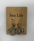 Sea Lily Silver Crystal Spring Wire Set Dangle Earrings