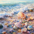 Diamond Painting Seashells on the Beach 22" x 22" (55.6cm x 55.6cm) / Round with 47 Colors including 2 ABs and 3 Fairy Dust Diamonds / 40,804