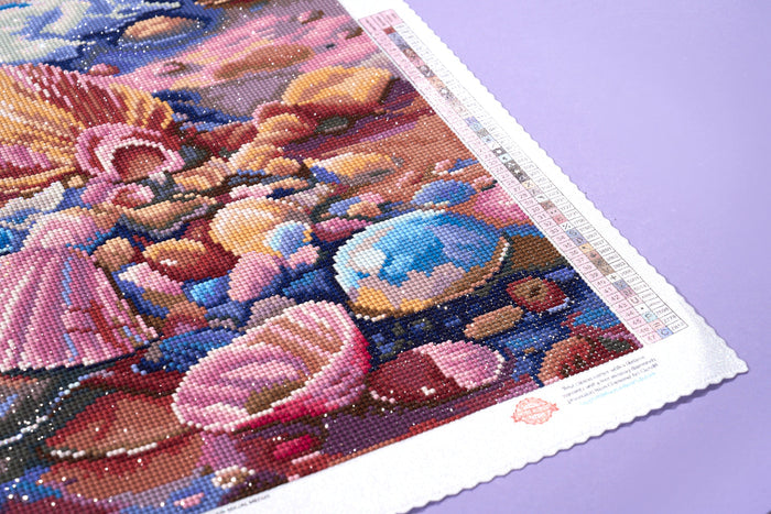 Diamond Painting Seashells on the Beach 22" x 22" (55.6cm x 55.6cm) / Round with 47 Colors including 2 ABs and 3 Fairy Dust Diamonds / 40,804